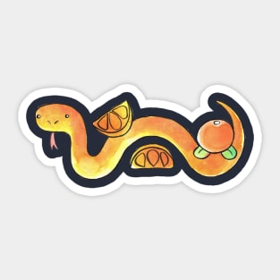 Watercolor Citrus Orange Snake Sticker